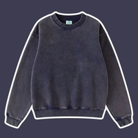 Logo personnalisé, logo brodé personnalisé, col rond, coton épais, unisexe, sweat-shirts et sweats à capuche en molleton de coton 400 g/m², pour hommes, effet délavé
