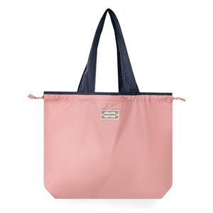 กระเป๋าช้อปปิ้งพับได้ขนาดใหญ่ Beilian สีพื้น ปิดด้วยเชือกผูก กระเป๋าใส่ของชำ พกพาสะดวก ความจุสูง ผลิตจากเมืองอี้หวู่ - Product Image 1