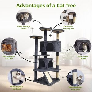 Premium Cat Tree with Climbing <b>Frame</b> & Felt Scratching Wall - Multi-Level Shelves for Indoor Cats - Product Image 4