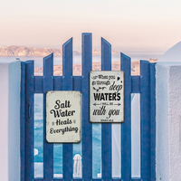Salt Water Heals Everything Metal Tin Sign Beach Style Rustic Wall Decor for Home Bathroom Wall Hanging Gift