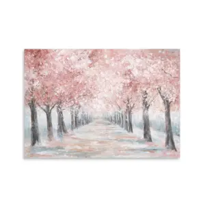 Materiale illustrativo acrilico fatto a mano della tela di ciliegio all'ingrosso per la pittura a olio rosa del paesaggio della decorazione della parete del salone