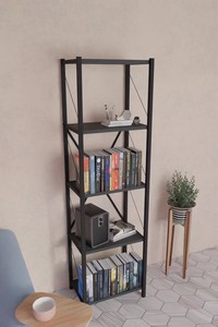 Bibliothèque moderne étroite à 5 niveaux, bibliothèque simple et moderne de grande capacité, étagère multi-compartiments, étagère de rangement sur pied - Product Image 1