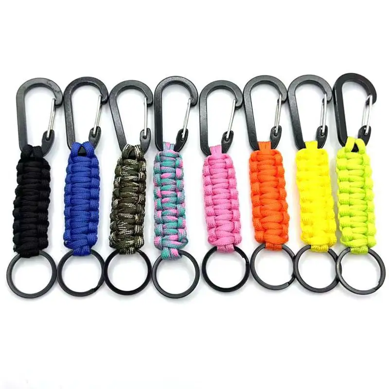 Manufacturers Rope hand-woven Mountaineering Outdoor Key Chain Snap Hook Camping Multi-color