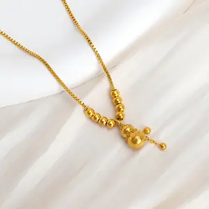 Gargantilla de cadena chapada en oro de 18 quilates a la moda 2024, collar y joyería de cuentas de calabaza de la suerte para mujer
