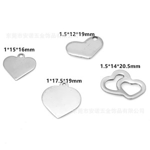Colgante de Corazón de Acero Inoxidable Anno Jewelry, Varios Estilos para Accesorios de Fabricación de Joyería DIY, Acabado Liso - Product Image 3