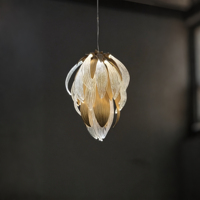 Lustre de luxe design nordique en laiton et verre de Murano, éclairage tricolore, économie d'énergie, faisceau 360°, finition chromée, garantie 2 ans