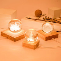 Carré en bois massif Base lumineuse bouteille de vin Rechargeable bricolage veilleuse cristal 3D transfrontalier LED support de lampe batterie cadeau