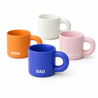 Ensemble de tasses en céramique mate pour la famille, avec couleurs assorties et poignée ronde épaisse, pour les acheteurs en gros, OEM et sous marque privée