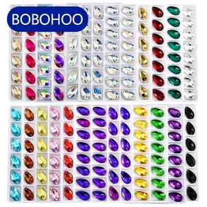 Piedras de Cristal AB en Forma de Lágrima de Todos los Tamaños, para Coser, con Reverso Plano, Personalizables, de Doble Extremo, para Accesorios de Ropa DIY - Product Image 1