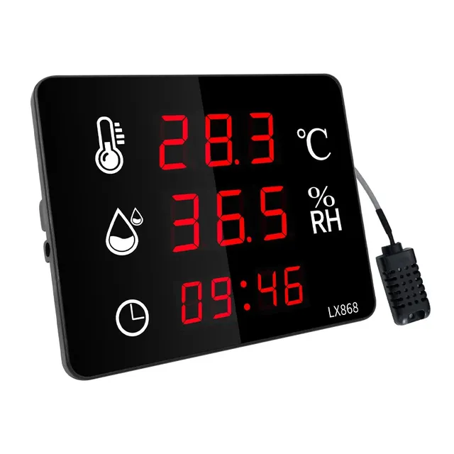 Digital Outdoor Thermometer Hygrometer Wall Mounted Clock Indoor Temperature Meter for Home With