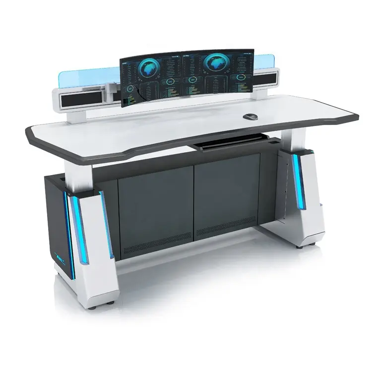 गेम सेंटर डेस्क ऑफिस कंट्रोल सेंटर कस्टम कंप्यूटर मॉनिटर कंसोल कमर्शियल फर्नीचर वर्कस्टेशन इलेक्ट्रिक लिफ्टिंग टेबल