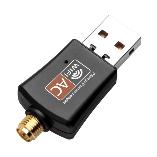 USB WiFi Adapter 600Mbps Dual Band Wireless Network Adapter Dongle 2.4GHz / 5.0GHz Ethernet 802.11AC W/ Antenna