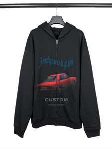 Sudadera con capucha para <span class=keywords><strong>hombre</strong></span> con estampado de coches, cremallera completa, estilo moderno y funcional, hombros caídos, personalizable - Product Image 3