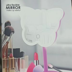 Smart Butterfly Shape Led Vanity <b>Mirror</b> With Light Aluminum Frame Plastic Base <b>Tabletop</b> Home Use Modern Design 1x Magnification - Product Image 3