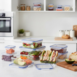 Food Storage <b>Container</b> Square Plastic With Lid For Kitchen <b>Refrigerator</b> Microwave Use - Product Image 1