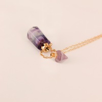 Hainon cristal naturel Double pointe colonne hexagonale pendentif aromathérapie bouteille huile essentielle bouteille pendentif à la mode