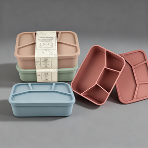 Lonchera Infantil de Silicona de Lujo a Prueba de Fugas con Diseño Bento de 4 Compartimentos, Apta para Lavavajillas y Ecológica para Guardar Refrigerios Escolares - Product Image 6