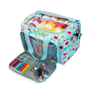 4 Styles Big Knitting Bag Yarn Storage Fresh Printing Craft Bag for Knitting Needles Crochet Hooks Easy-carry Knitting Yarn Bag