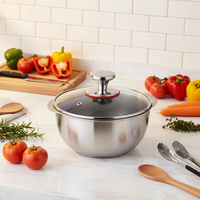 Marmite en acier inoxydable 316 à nid d'abeilles avec couvercle en verre 14-28 cm Double poignée Cuisine ménagère pour cuisinière à induction et à gaz