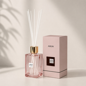 Aikun 2200ml MOQ 30pcs 3 Day Sample 7 Day Ship Sticker Logo Long Lasting Pink Square Glass Reed <b>Diffuser</b> Gift Set for Ecommerce - Product Image 1