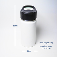 ThermoFlask Classic 18 oz (350 ml) Bouteille d'eau isotherme à double paroi en acier inoxydable, anti-fuite, avec paille intégrée, 12-24 heures