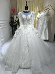S2673N 2026 Nuevo Vestido de Novia de Lujo con Cola Larga, Estilo Princesa, Manga Larga, con Cuentas, de Alta Calidad - Product Image 2