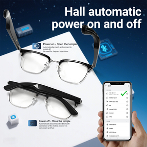 Lunettes intelligentes ultra-légères 35g avec capteur Hall, appairage automatique, charnière à ressort, anti-lumière bleue, chargement magnétique, commande vocale IA, pour le voyage, double fonction - Product Image 3