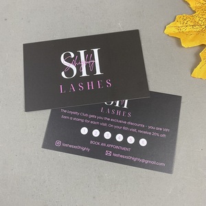 Cartes de fidélité personnalisées noires en gros avec tampon de récompense pour salons de beauté et artistes en extensions de cils - Product Image 2