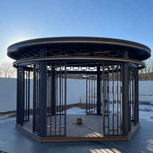 Pergola moderne en aluminium imperméable avec toit à lames motorisées, éclairage LED, gazebo extérieur pour jardin, patio, piscine - Product Image 3