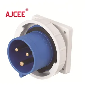 AJCEE ip67 32a 2p+e 3pin 220v 240v 5132 waterproof industrial panel mounted plug with CE