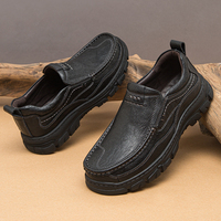 Mocassins pour hommes en cuir de vachette véritable faits à la main, pour le travail en extérieur, la randonnée, le trekking et le cross-country, à enfiler