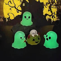 Mini figurines fantômes lumineuses pour Halloween, décorations en résine peintes à la main, durables et mignonnes, pour la décoration de maisons hantées et les cadeaux de fête