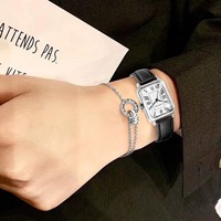LUCKY FOX 2PCS Light Luxury Gift Box Set Montre Bracelet Simple et à la mode Montre carrée à quartz pour femmes Reloj Festival Gift