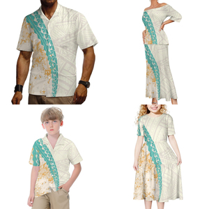 Vestido estampado de tatuaje polinesiano para <span class=keywords><strong>familia</strong></span>, vestido a juego Sexy de <span class=keywords><strong>manga</strong></span> corta, venta directa de fábrica, venta al por mayor - Product Image 4