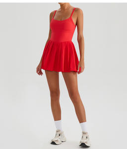 Kadınlar için yüksek kalite nefes yaz Skorts sıkı kolsuz tenis spor elbise Logo ile ön seksi Yoga kıyafeti - Product Image 1