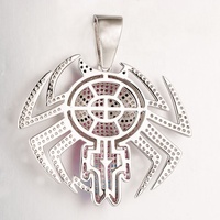 Rappeur Style Hip Hop Plaqué Rhodium Glacé Zircon Diamant Araignée Pendentif Colliers