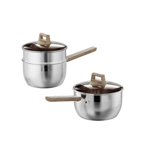 Stainless Steel Mini Milk <b>Pot</b> Double Layer Steamer <b>Induction</b> Compatible With Lid <b>For</b> Home Use - Product Image 1