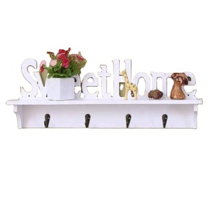 Sweet Home Creative Living Room Bedroom Decoration Clothes Hat Hook Wall Hanging Wooden Storage Shelf