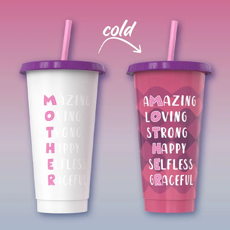 Hot selling wholesale reusable colour plastic cold cup 24oz cup gift mothers day for mum