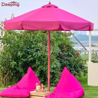 Glamping Parasol de jardin en bois peu encombrant Parasol de plage Restaurant Coffee Shop Orange Parapluie d'extérieur avec frange