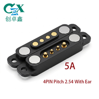 Connecteur magnétique de charge et de données Pogo Pin à ressort 4 broches mâle-femelle avec oreilles, 5A 12V, pas de 2,54 mm, plaqué or