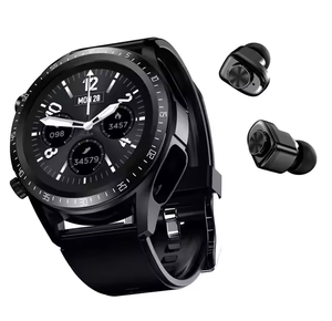 Vendita calda JM03 TW2 in 1Bluetooth chiamata Stereo Wireless musica gioco impermeabile IP68 cardiofrequenzimetro sport Business Smartwatch - Product Image 3