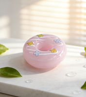Tube de brillant à lèvres en forme de donut mignon en plastique ABS, fabricant OEM, étiquette privée, rouge à lèvres, faible MOQ, emballage