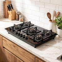 Kompor Gas Stainless Steel 5 Tungku Efisiensi Tinggi, Peralatan Dapur Komersial yang Dapat Disesuaikan, Produsen OEM