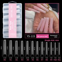 240 Uñas Postizas de Gel Suave Ultrafinas con Cobertura Total, Estilo Francés, Material ABS, Forma de Ataúd Cuadrado, Puntas Cortas