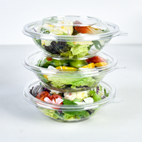 Conteneur alimentaire jetable rond empilable de 8 oz, bol à salade en plastique PET, boîtes d'emballage pour salade de fruits à emporter