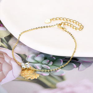 Gioielli Moissanite con certificato 925 bracciali a catena regolabili con fiore a quattro foglie di trifoglio in argento Sterling per le donne - Product Image 2