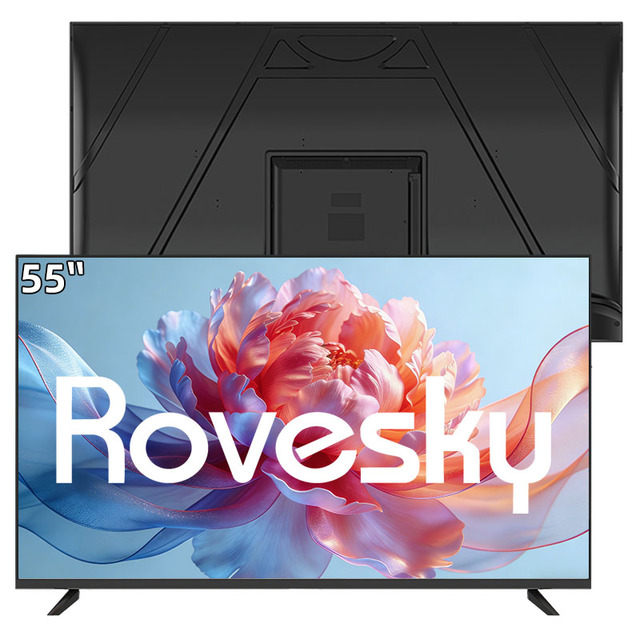 R&E 55 Inch OLED Smart TV 4K HDR Android OS Borderless Slim Cabinet Voice Control Streaming Media Player Wi-Fi Game Hotel TV