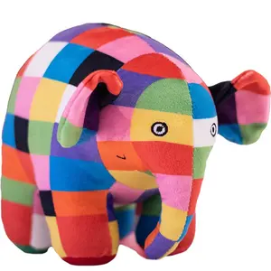 Elefante de peluche a cuadros, juguete educativo, Emma, Elmer, elefante