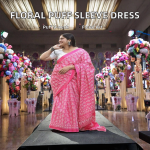 Sari de polietersulfona de alta calidad con bordado floral hecho a mano, manga abullonada y cuello en V, corte regular, venta al por mayor, India Pakistán 2022 - Product Image 2